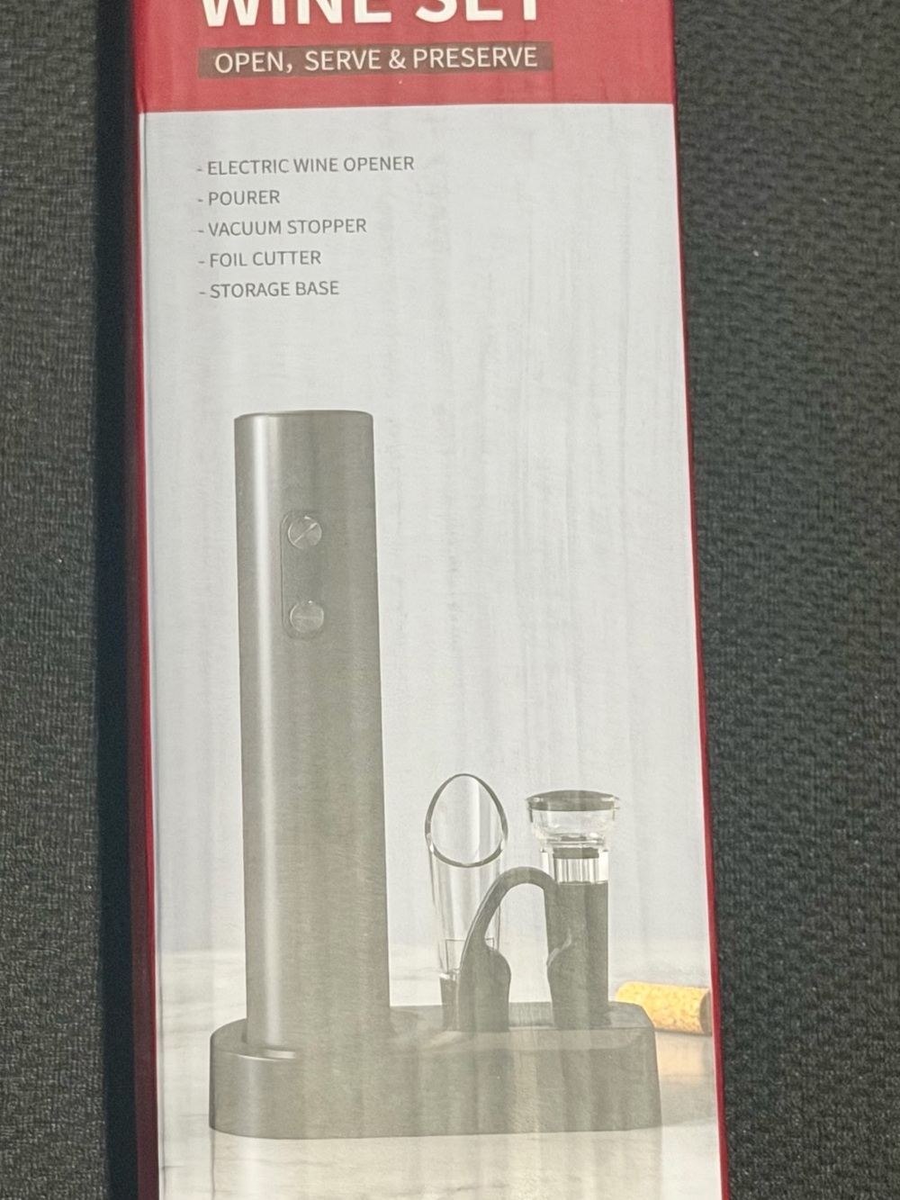 Silver Electric Wine Opener Set with Accessories